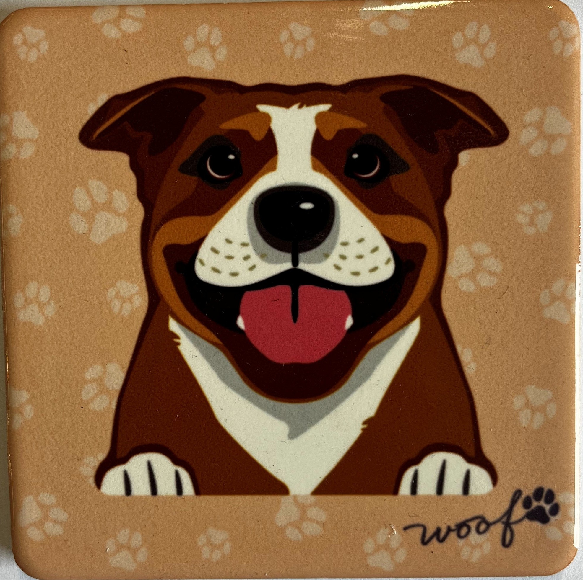 Pet Coasters - Staffie - Red and White